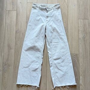Zara The Marine Straight High Rise Wide Leg Jeans in White Size 6 (EU 38)